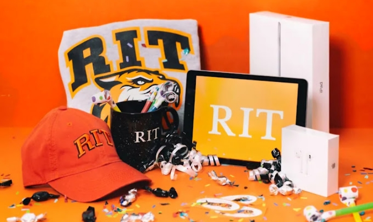 A collection of RIT apparel.