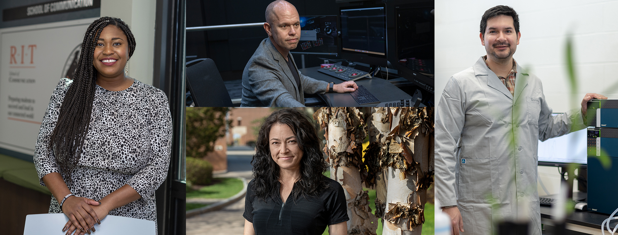 four photos of faculty members