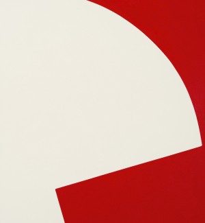 Contemporary Graphic Abstract red and white Painting.