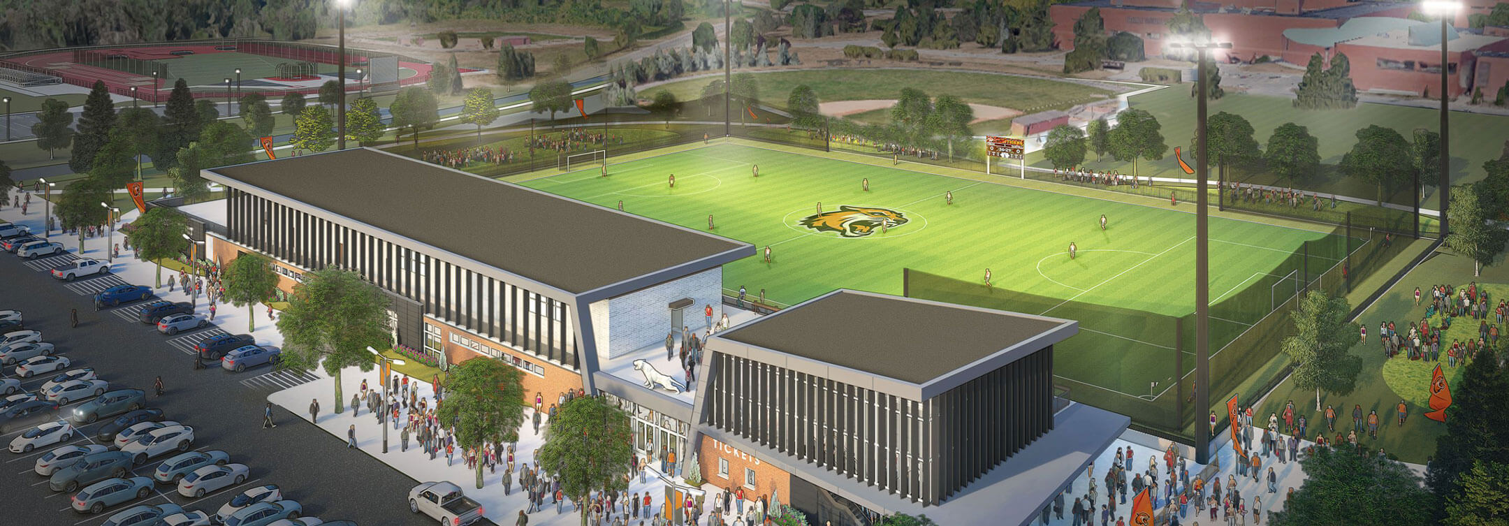 A concept rendering of the new Athletics stadium.