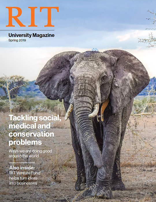 Magazine cover with photo of elephant