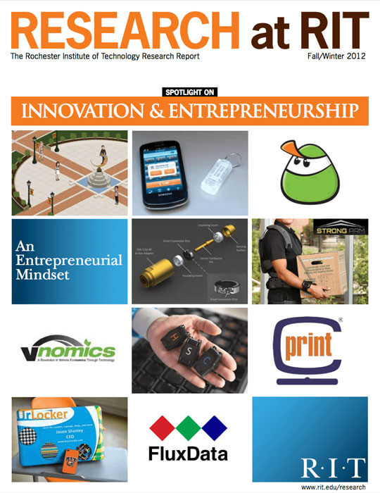 Cover for Fall / Winter 2013 issue of the Research Magazine spotlighting innovation and entrepreneurship