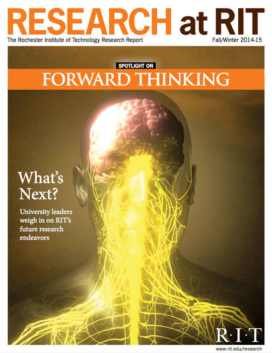 Cover for Fall / Winter 2011 issue of the Research Magazine spotlighting forward thinking