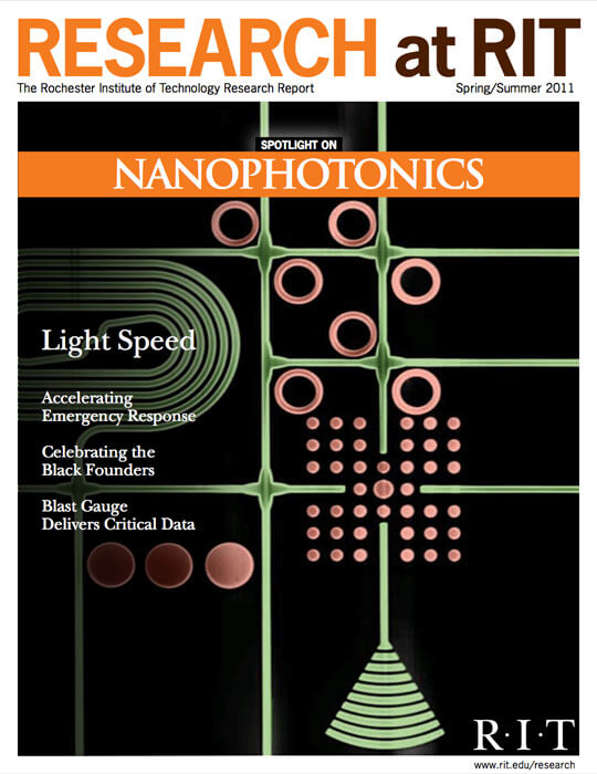 Cover for Spring / Summer 2011 research magazine spotlighting on Nano-photonics