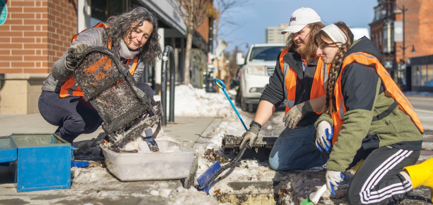 People working in water