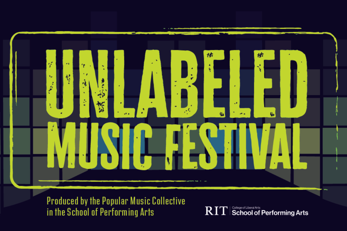 a graphic that says unlabeled music festival in large yellow letters