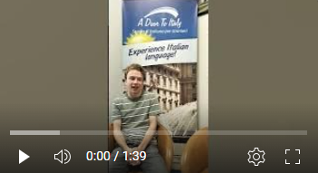 Screenshot from a video of RIT student giving a testimonial about A Door to Italy