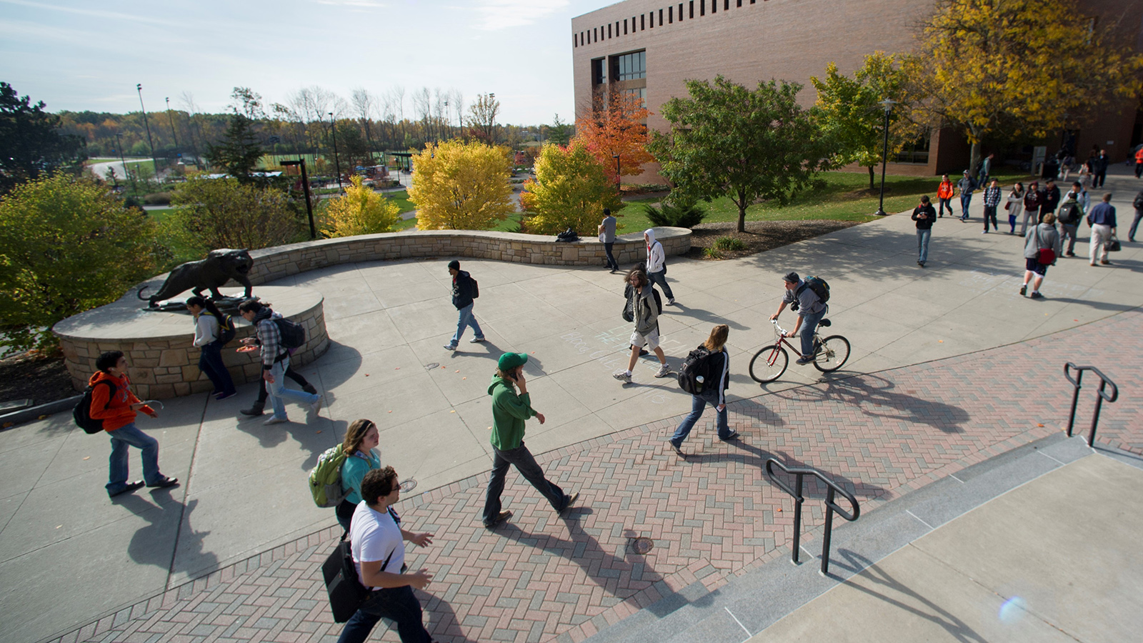 RIT students walking across campus