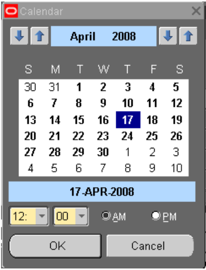 Select a date from the calander