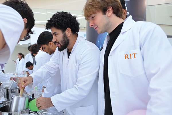 Students working in a lab