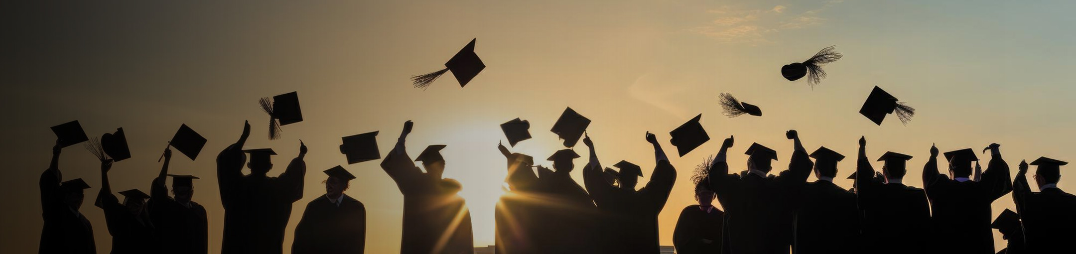 Graduates throwing their graduation caps in the air