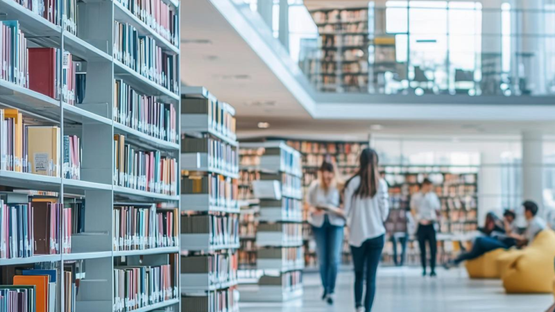 Students in library