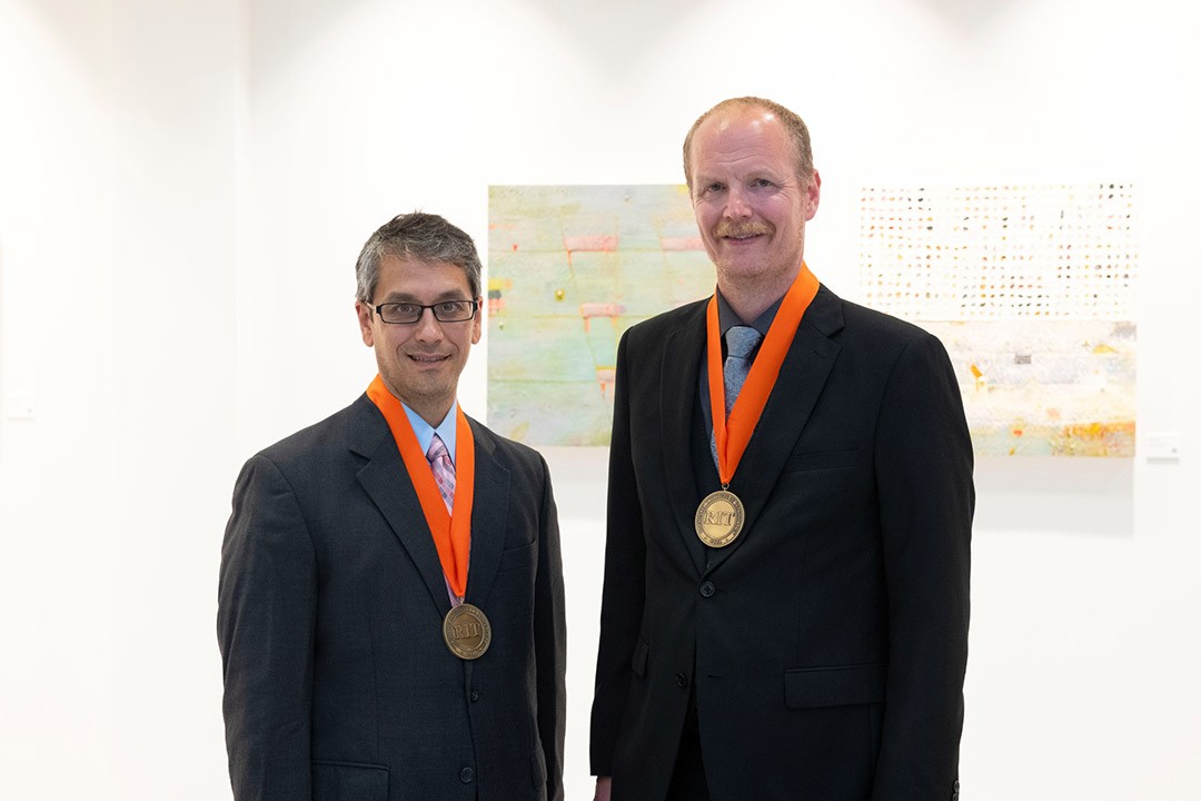 Matthew Wright, left, and Billy Brumley were named the inaugural Kevin O’Sullivan Endowed Professors in Cybersecurity.