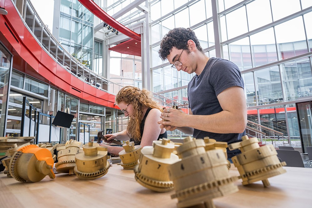 RIT students use collaborative spaces in the Student Hall for Exploration and Development (SHED) to foster and stimulate creativity, collaboration, and discovery.