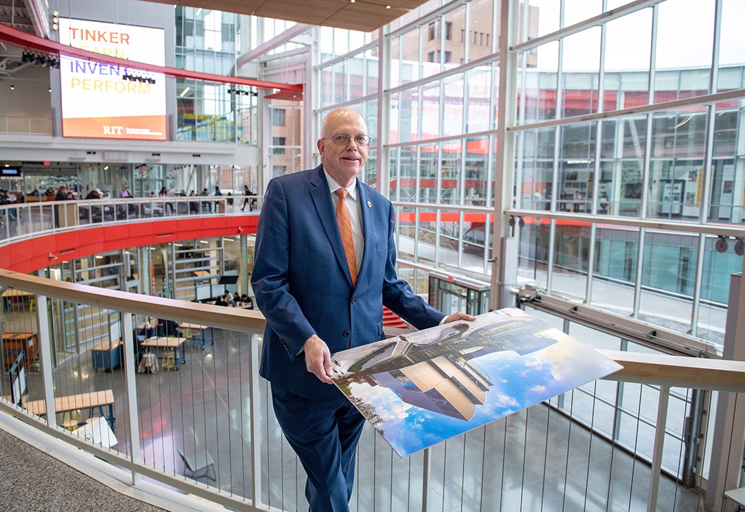 RIT President David Munson standing in the SHED.