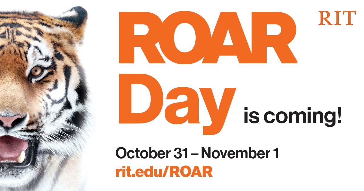 Roar Day is coming poster, with the dates Oct 31 - Nov 1 with the image of a tiger