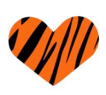 orange heart with black tiger stripes