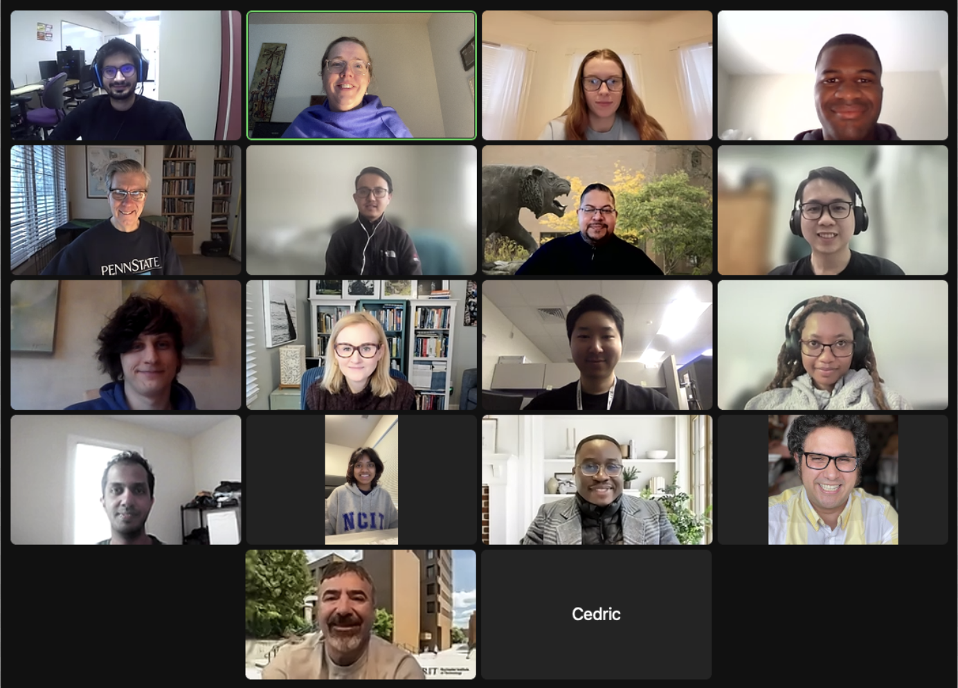 Screenshot of Zoom session with Dublin and RIT students