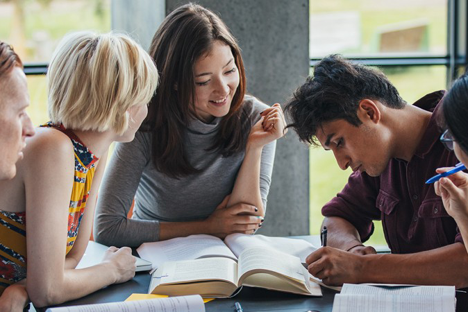 Students studying in a group