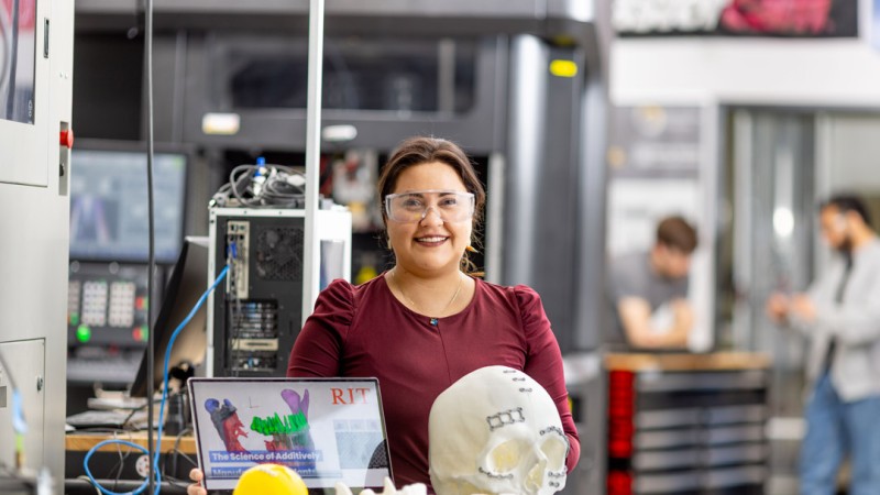 Valeria in the #-D printing lab