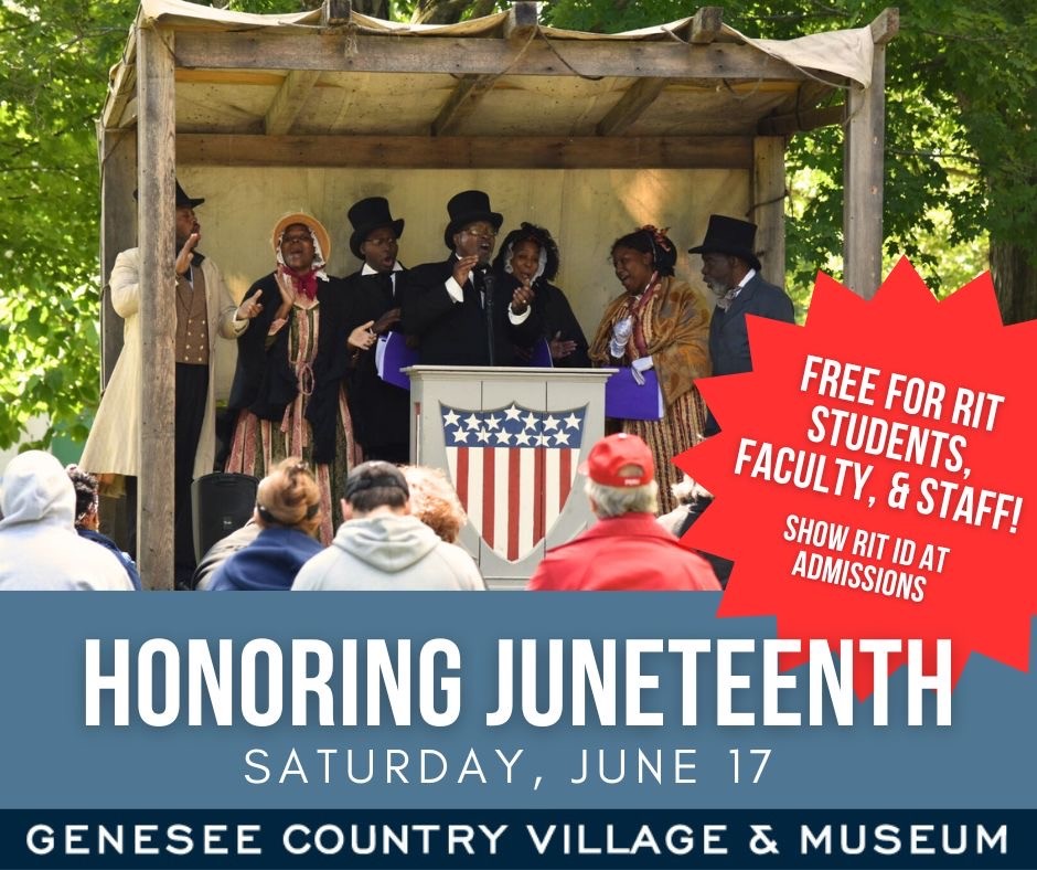 Juneteenth image with text regarding the event 