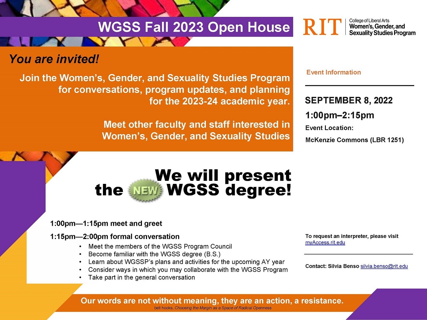 WGSS open house and WGSS degree