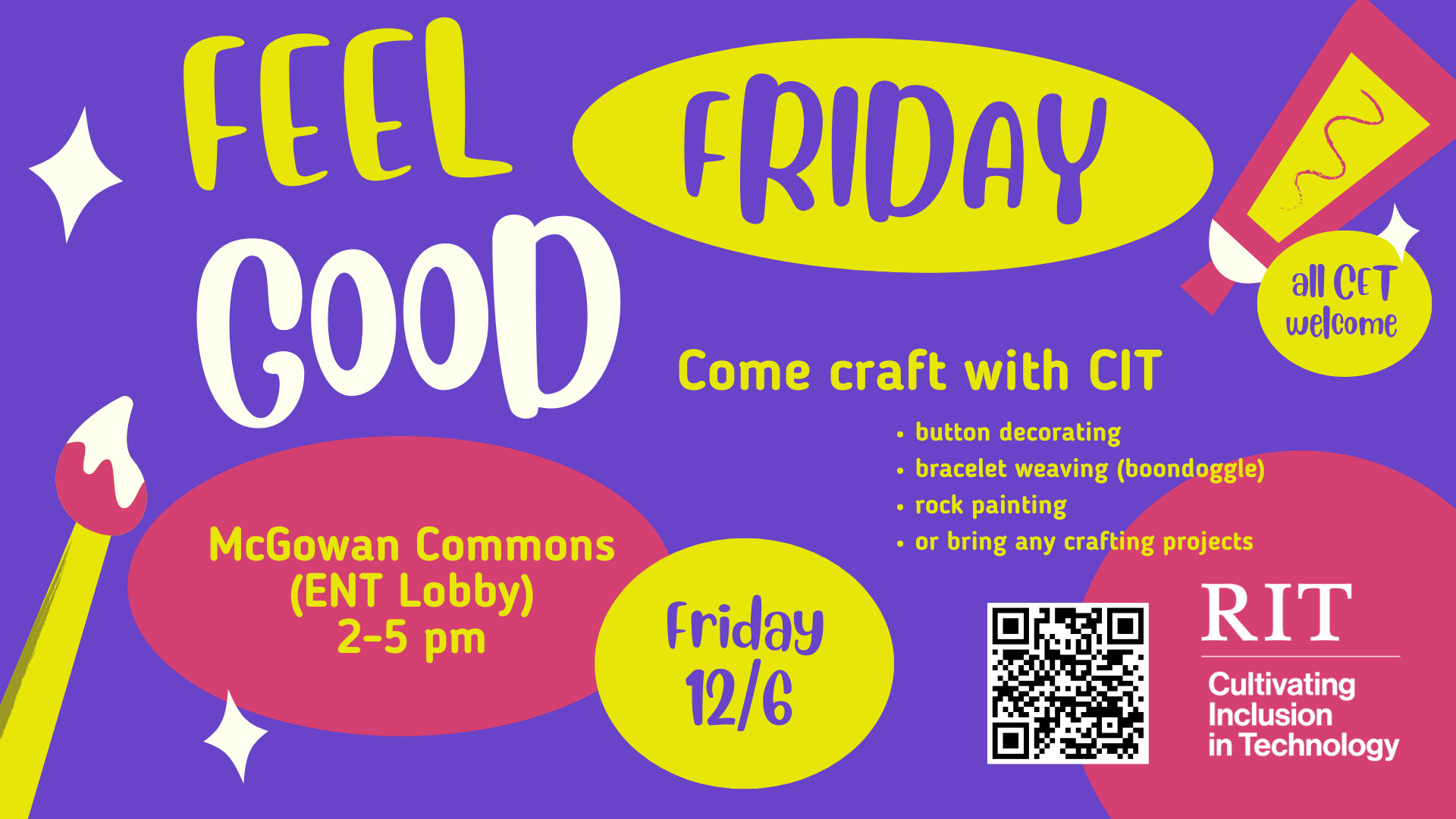 colorful flyer promoting feel good friday