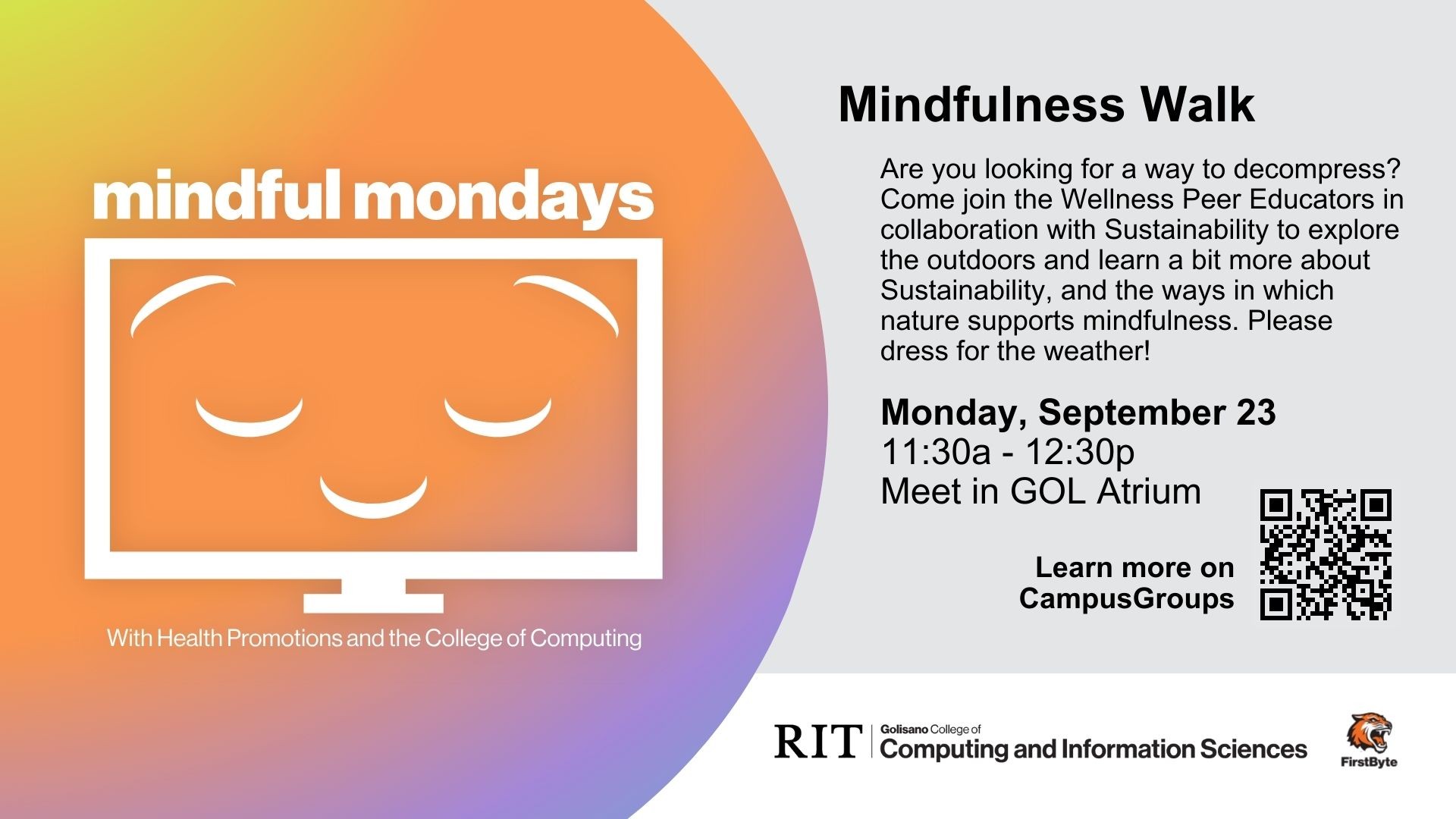 Mindful Mondays with the College of Computing and Health Promotions