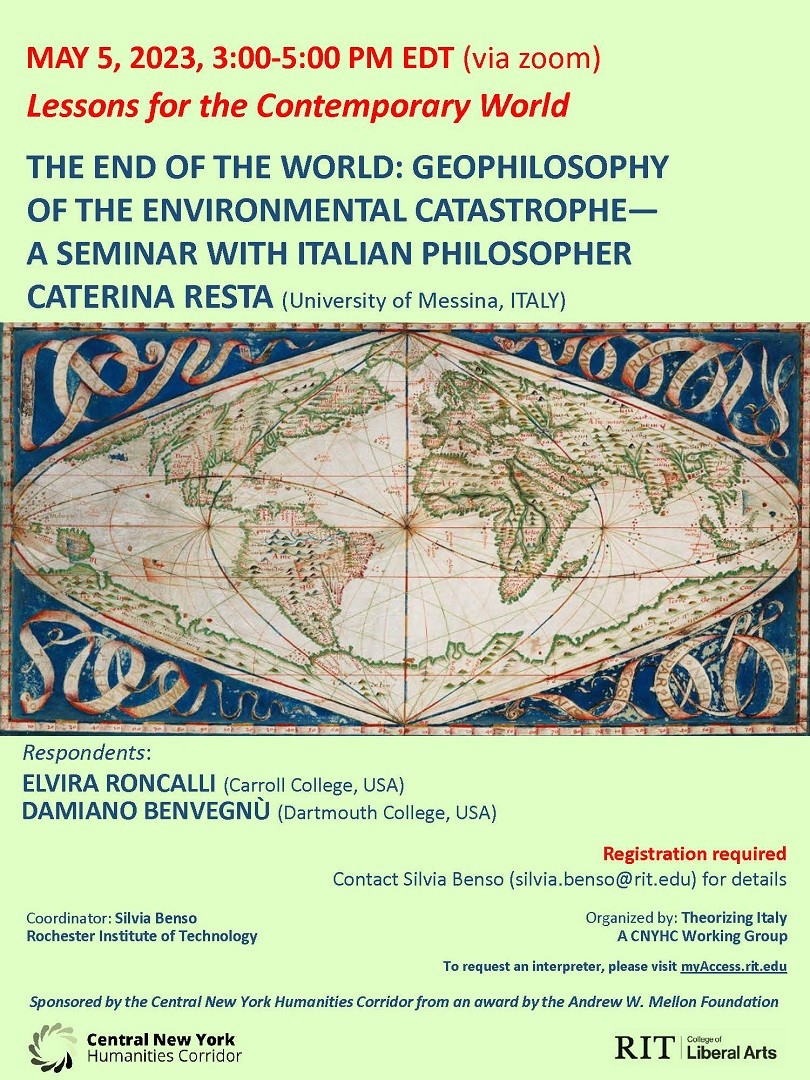 Geophilosophy, Environmental Crisis, and End of the World--May 5, 3:00-5:00PM