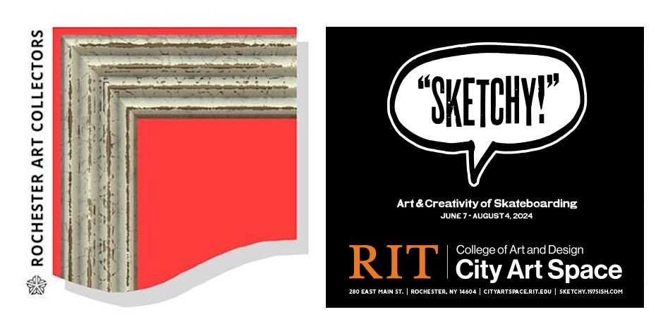 Side by side images of the Rochester Art Collectors and the SKETCHY graphic.