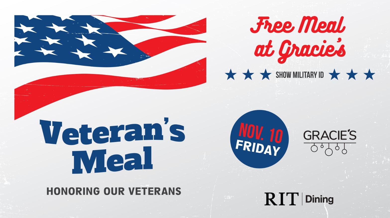 Free meal at Gracie's for Veteran's Day