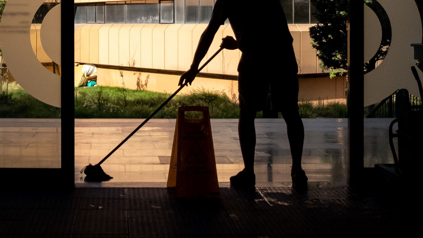 man mopping