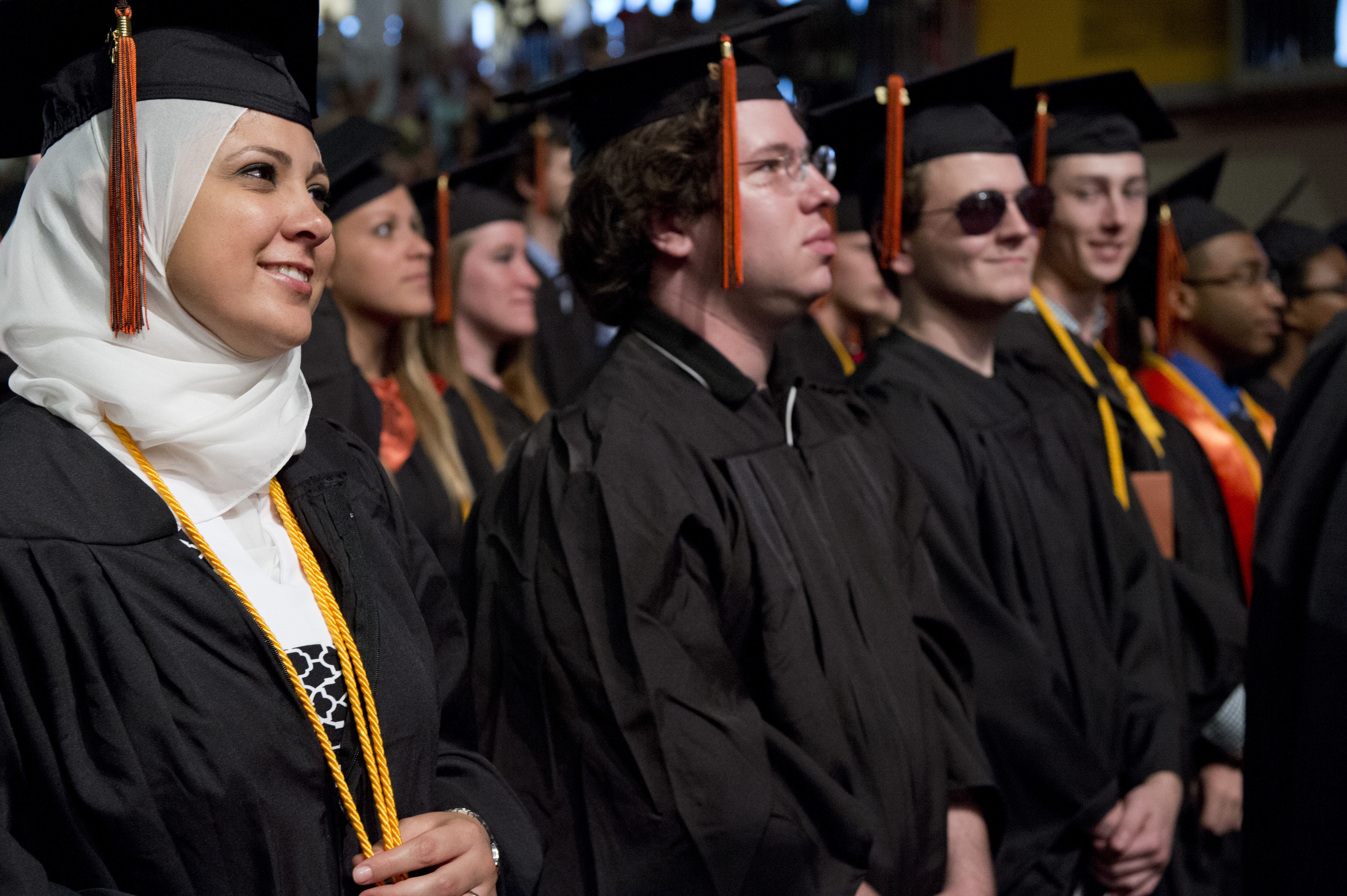 Graduating students with their caps and gowns