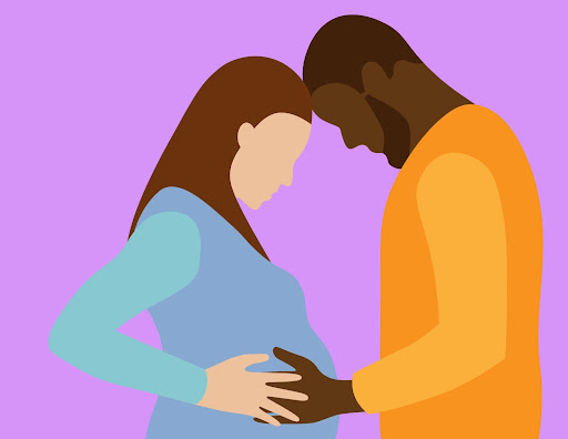 illustration of an expecting mother and father