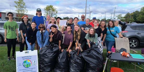 Students at a service event