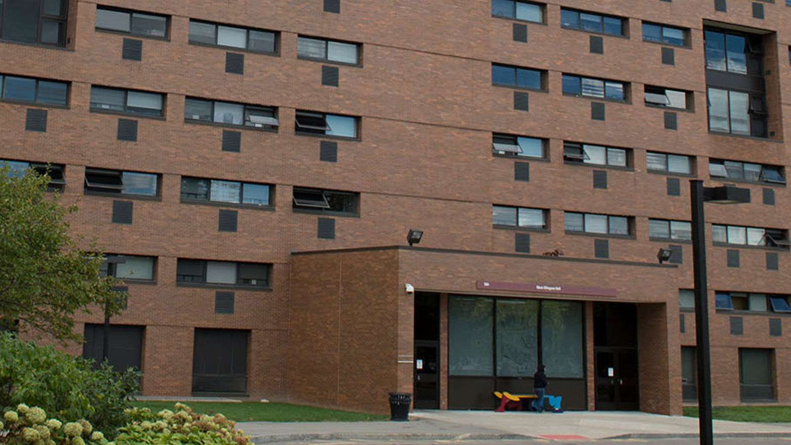 front of brick building, Mark Ellingson Hall