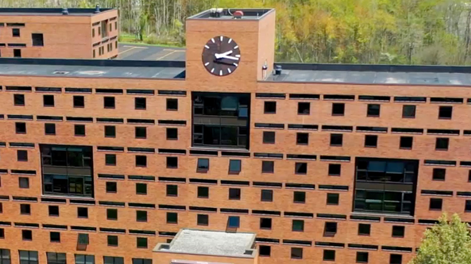 aerial view of high rise residence hall Kate Gleason Hall