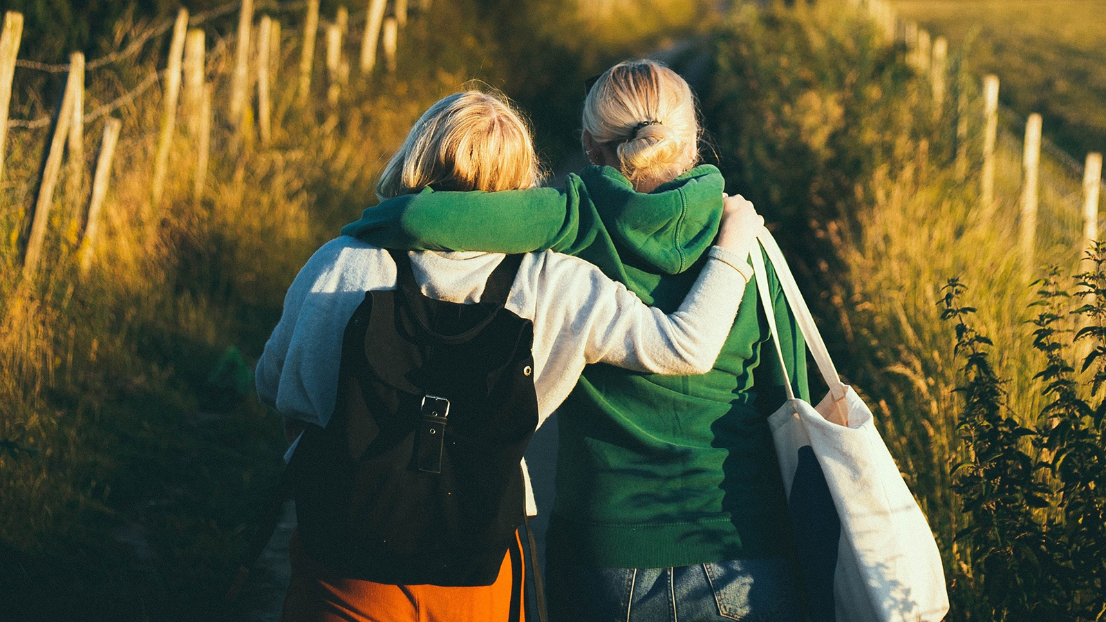 Two women walking together