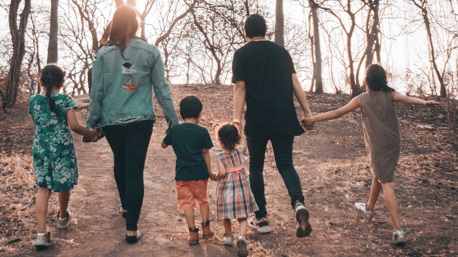 A family taking a walk