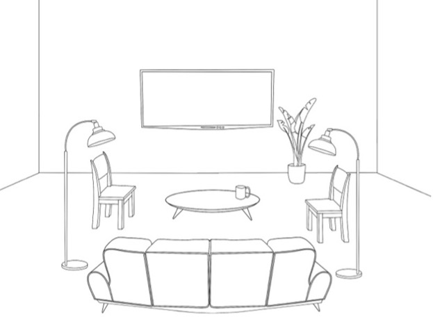 graphic of room with furniture