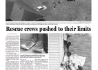 A photo spread showing the rescue efforts of Hurricane Katrina.