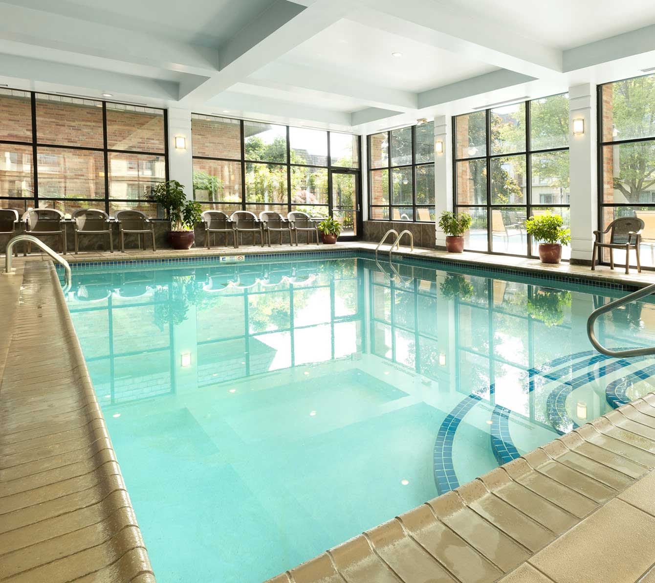 Indoor pool with title around it