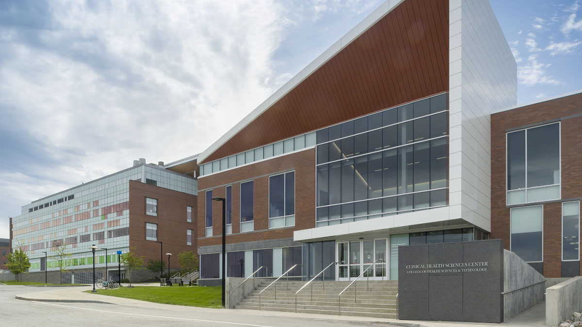 a wide angle of the RIT CHST building from the outside