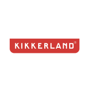 Kikkerland logo - white type on red background.