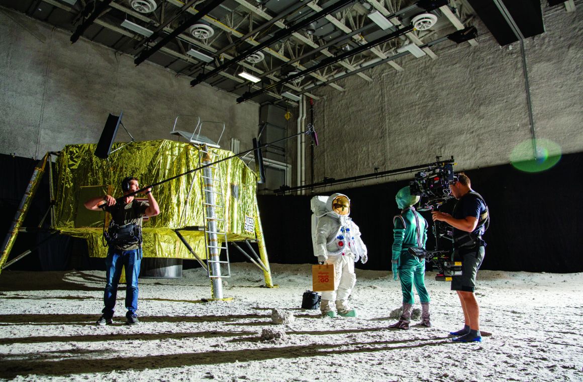 Sound stage setup to look like a moon landing