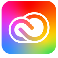 the Adobe Creative Cloud logo, consisting of two interlocking white infinity symbols on a vibrant, multicolored gradient background.