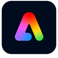 The image shows the Adobe Express logo, which features a stylized uppercase "A" in a gradient of red, pink, purple, green, and yellow colors against a dark background.