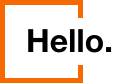 the word Hello with an orange border